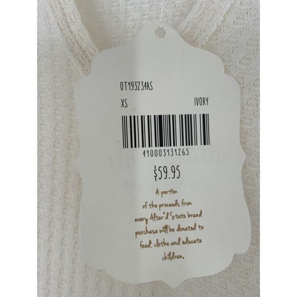 Altar'd State Blouse Women Sz XS Boho Babydoll Long Sleeve Oversized Waffle Knit - Picture 10 of 11